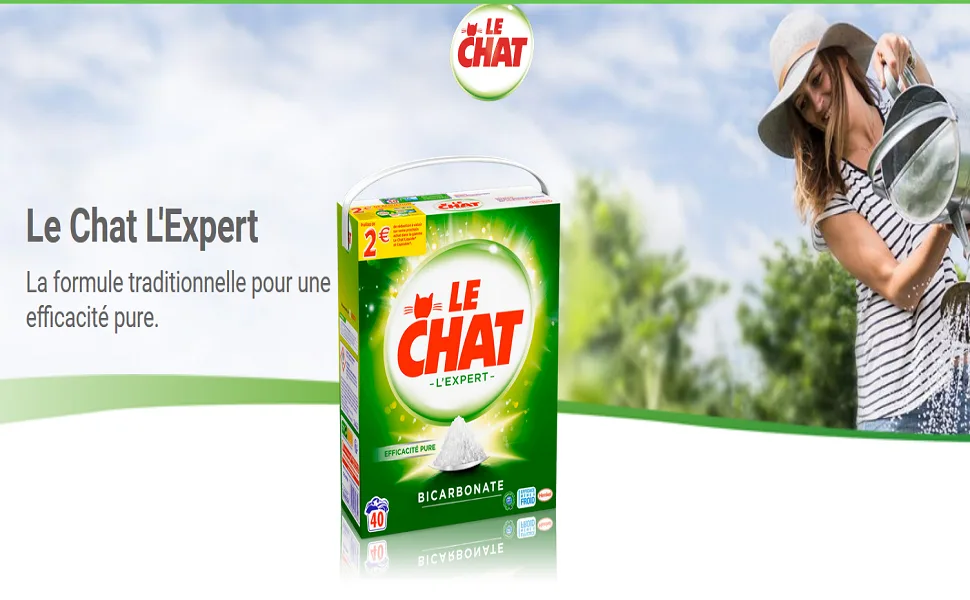 Le Chat L'Expert Bicarbonate Powdered Laundry Detergent 40 Washes (2.600kg) Bicarbonate Laundry Detergent Whites and Colours - product information 1