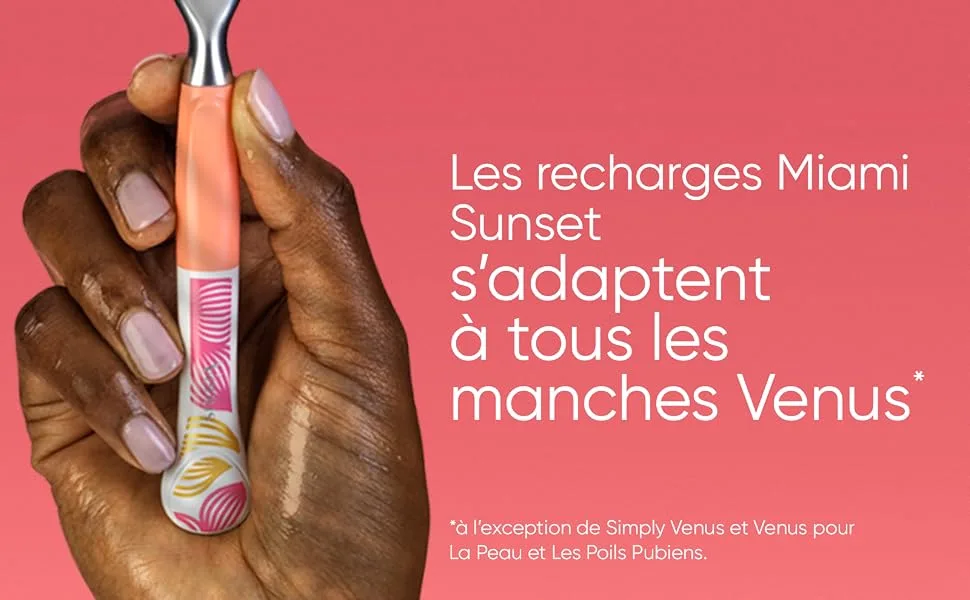 Gillette Venus Miami Sunset ComfortGlide 3x4 Razor Refills for Women 3 Blades and 2 Moisturizing Bars for a Gentle Shave Wit - product information 3