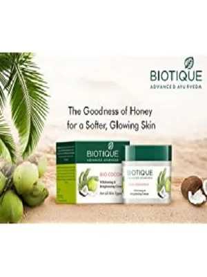 Biotique Coconut Whitening and Brightening Cream for All Skin Types - product information 1