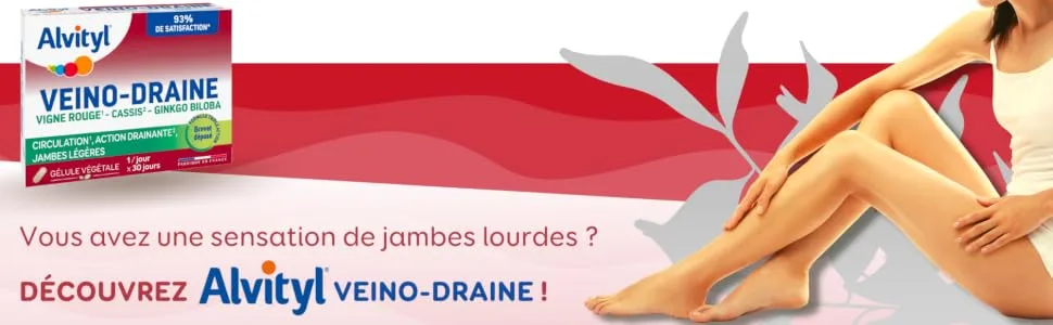 Alvityl - Veino-Draine - Pack of 3 - Circulation Draining Action Light Legs - Red 3 x 30 Capsules - veino