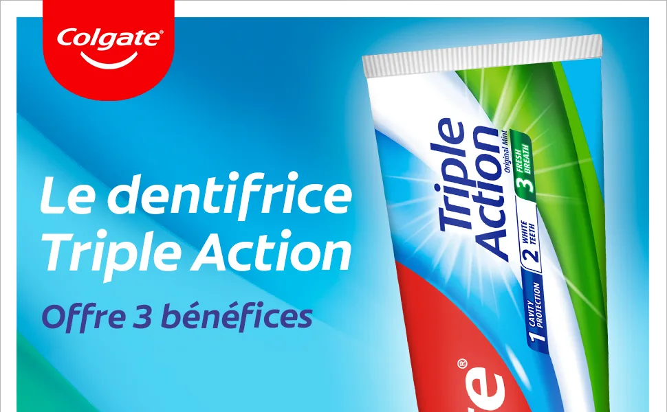 Colgate Triple Action Toothpaste Original Mint | Cavity Protection* White Teeth Fresh Breath | Whitening Toothpaste for the Whole Family | Helps Remove Tooth Stains | 2 x 75 ml - Colgate - Triple Action