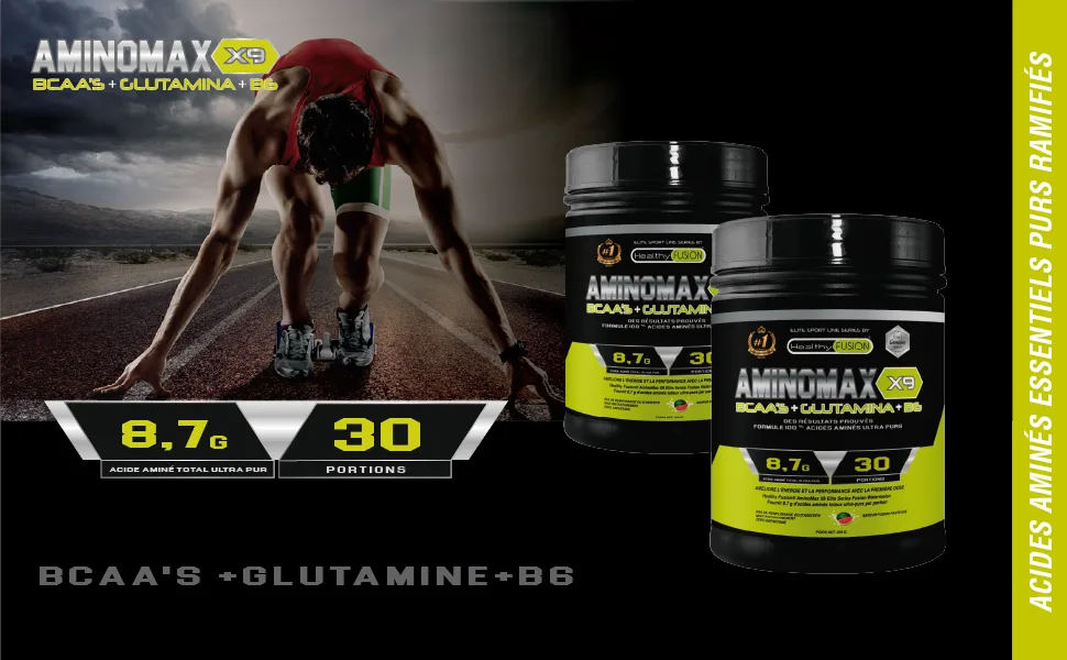 Healthy Fusion 100% Pure Branched Chain Amino Acids BCAAs | Essential Amino Acids | Glutamine + Vitamin B6 | Increase Muscle - aminomax