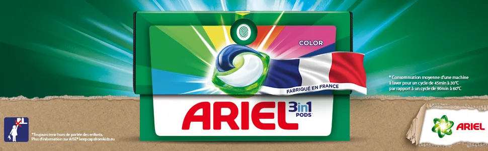 Ariel 3in1 PODS Liquid Laundry Detergent Capsules 76 Washes (4x19 Tablets) Color Defense Removes Stubborn Stains Even - ariel