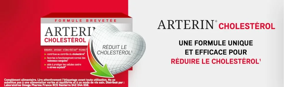 ARTERIN Cholesterol - Herbal Supplement Added Plant Sterols and Vitamin C - 90 Tablets - Header