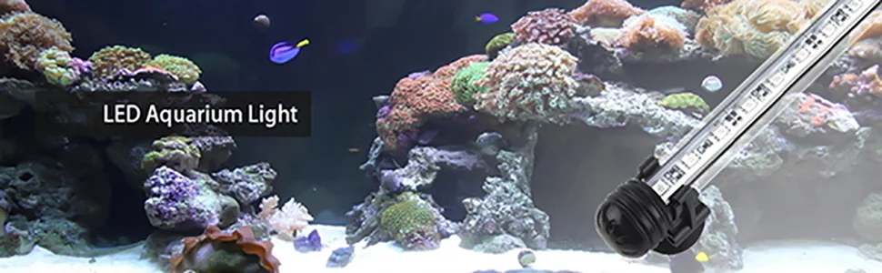 LED Aquarium Light, Fish Tank Light Submersible Underwater Crystal Glass LEDs IP68 Waterproof Lights Strip Bar, 15 Inch 15"-white - aquarium light