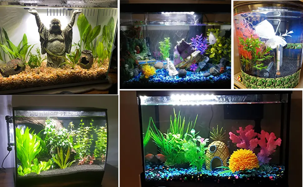 LED Aquarium Light, Fish Tank Light Submersible Underwater Crystal Glass LEDs IP68 Waterproof Lights Strip Bar, 15 Inch 15"-white - white fish tank light