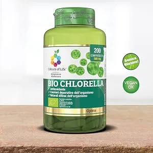 Bio Chlorella - Organic Chlorella Supplement 200 Tablets - Promotes the Purifying Functions of the Body - 100g - Optima – Colours of life – Compléments