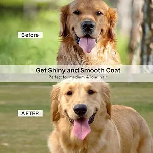 Ordermore Long Tooth Undercoat Dog Rake,Anti-Slip Wood Handle Grooming Rake,Steel Comb for Long Hair Pet - Dog Rake