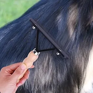 Ordermore Long Tooth Undercoat Dog Rake,Anti-Slip Wood Handle Grooming Rake,Steel Comb for Long Hair Pet - pet comb