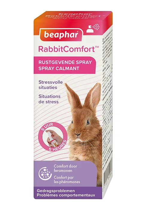 BEAPHAR RABBITCOMFORT - Electric pheromone diffuser for rabbits - Reduces stress and unwanted behavior without dependency or drowsiness - Ready to use - 1 Plug + 1 Refill 48 ML - Spray RabbitComfort