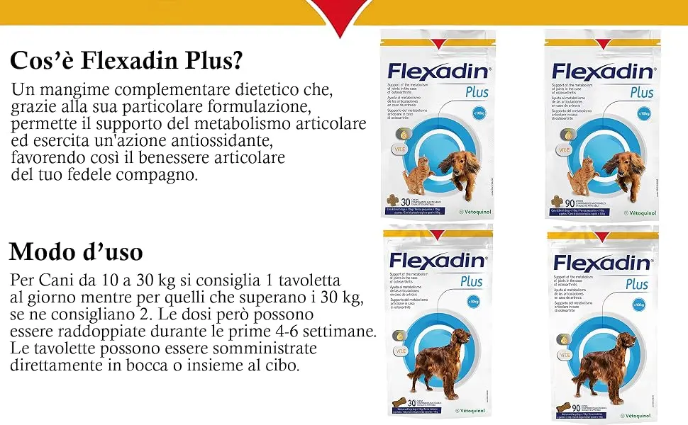 Vetoquinol Flexadin Plus Max Pack of 90 tablets Food supplement for dogs - Flexadin