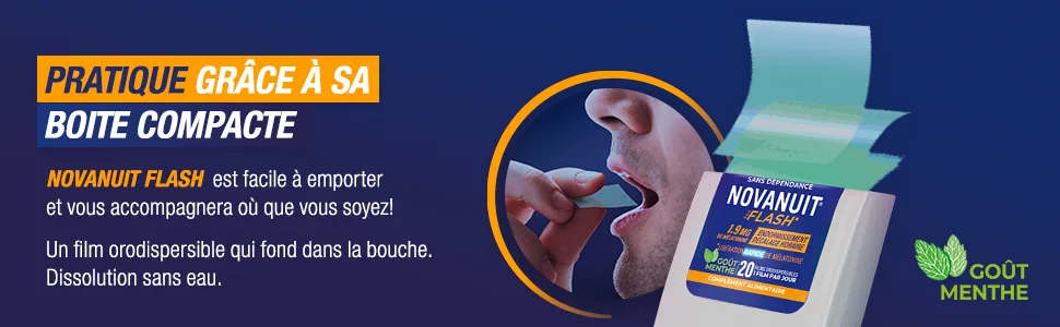 NOVANUIT FLASH Dietary supplement Sleep 1.9mg melatonin 20 films Sleep Time difference - Novanuit Flash