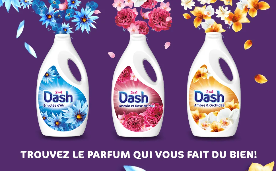Dash 2-in-1 Liquid Detergent 44 Washes Cherry Blossom and Rose Water Ultra Cleaning Technology and Long-Lasting Freshness  - DASH INTENSE HDL