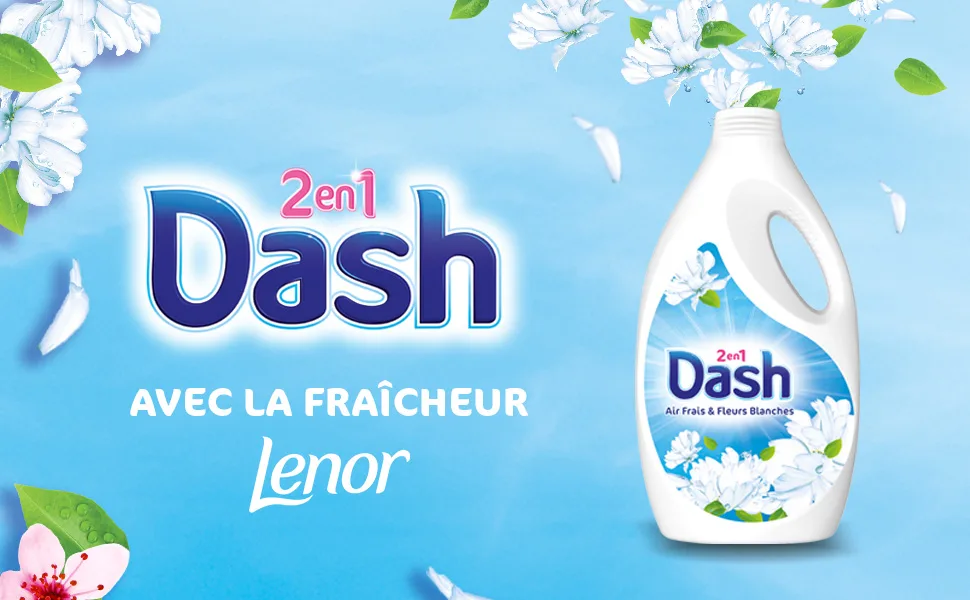 Dash 2-in-1 Liquid Detergent 70 Washes Cherry Blossom and Rose Water with a Touch of Lenor Freshness Ultra Cleaning Techn - DASH CARESSE HDL