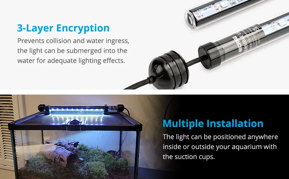 NICREW Submersible RGB Aquarium Light, Underwater Fish Tank Light with Timer Function, Multicolor LED Light with Remote Controller, 15 Inches - product information 22