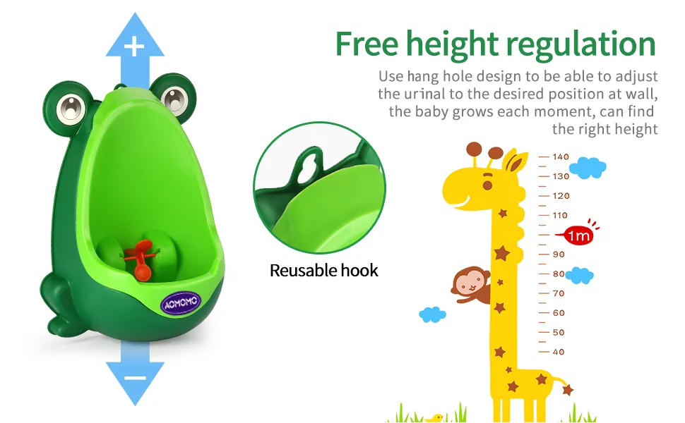 AOMOMO Frog Potty Training Urinal for Boys Toilet with Funny Aiming Target Green Blackish Green - potty