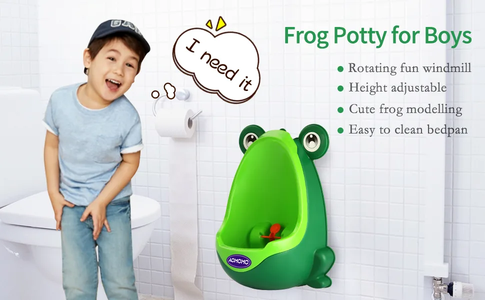 AOMOMO Frog Potty Training Urinal for Boys Toilet with Funny Aiming Target Green Blackish Green - potty training
