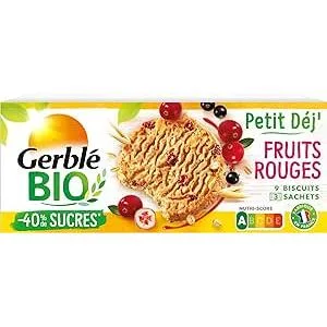 Gerbl BIO Red Fruit Breakfast Biscuit - Reduced in Sugars - High in Fiber - 1 Box 132 g (3 Bags of 3 Biscuits) - product information 2