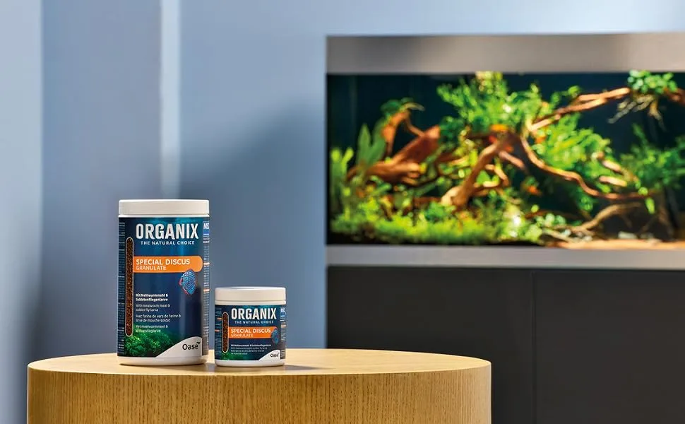 OASE ORGANIX Discus Special Granulate 1000 ML - Aquarium Food for Discus for Stress-Free Feeding Different Descent Behavior - Diskus