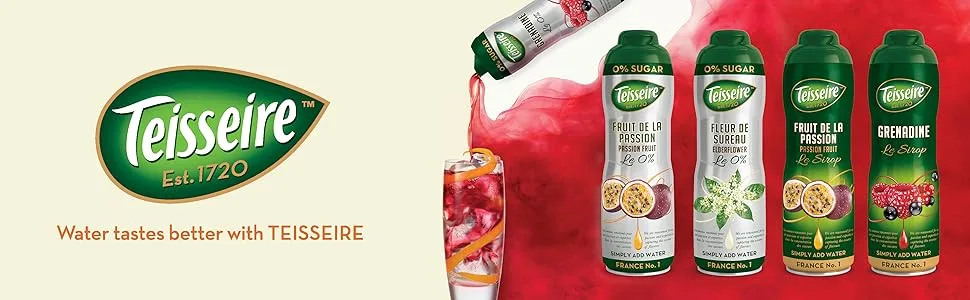 Teisseire Zero Sugar Elderflower Syrup for Refreshing Drinks Cocktails Bottle 60cl - Bannière.