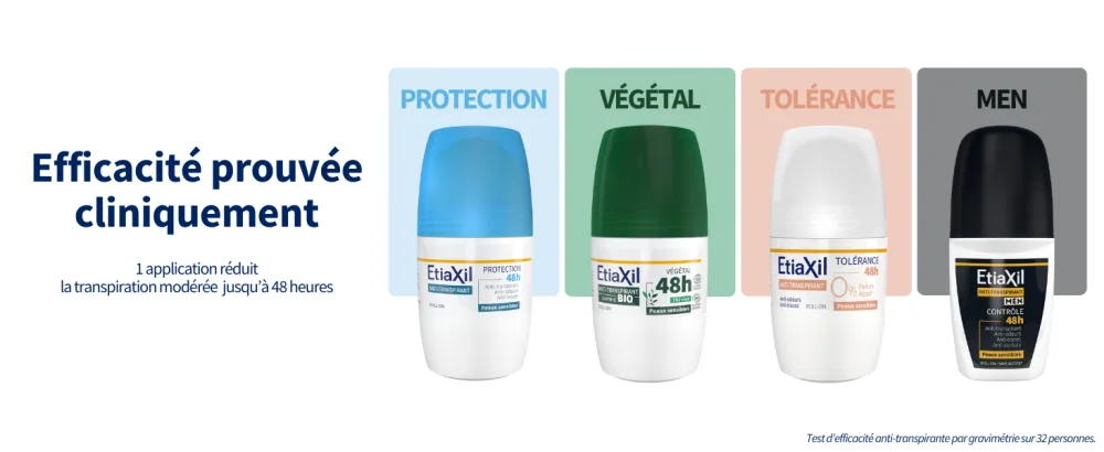ETIAXIL - Plant-Based Antiperspirant Deodorant - Moderate Perspiration - Certified Organic - Armpits - 48h - Green Tea Scent - Roll On - 50 ml - ETIAXIL - SLIDER 1 - DESK