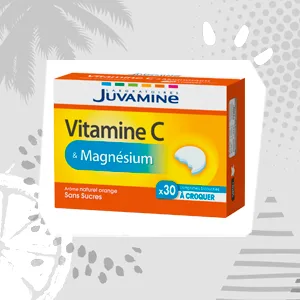 JUVAMINE - Vitamin C & Magnesium - Helps reduce fatigue - Participates in the normal functioning of the immune and nervous system - 30 Chewable Tablets - Vitamine C & Magnésium