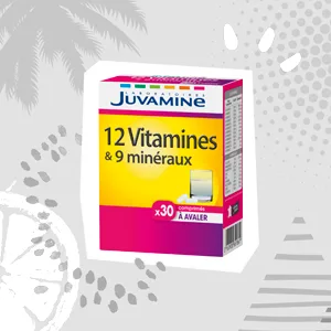 JUVAMINE - 12 Vitamins & 9 Minerals - Vitamins C B2 B3 B6 B9 and Magnesium - Helps reduce fatigue - 30 Swallow Tablets - 30 Day Program - 12 vitamines 9 minéraux