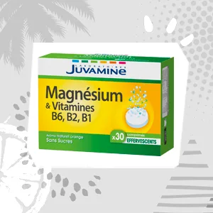 JUVAMINE - Magnesium + Vitamins B6 B2 B1 - Orange - 30 Effervescent Tablets - magnésium et vitamines