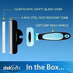DakPets Pet Grooming Brush Effectively Reduces Shedding by up to 95% Professional Deshedding Tool for Dogs and Cats Blue - product information 4