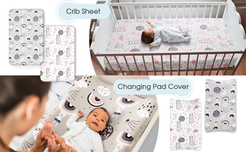 COSMOPLUS Stretch Fitted Pack n Play Playard Sheets 2 Pack for Mini Crib Sheet Set,Pack n Play Mattress Cover, Ultra Stretchy Soft,Whale/Cloud Playard Sheet Whale/Cloud - cosmoplus pack n play playard sheet