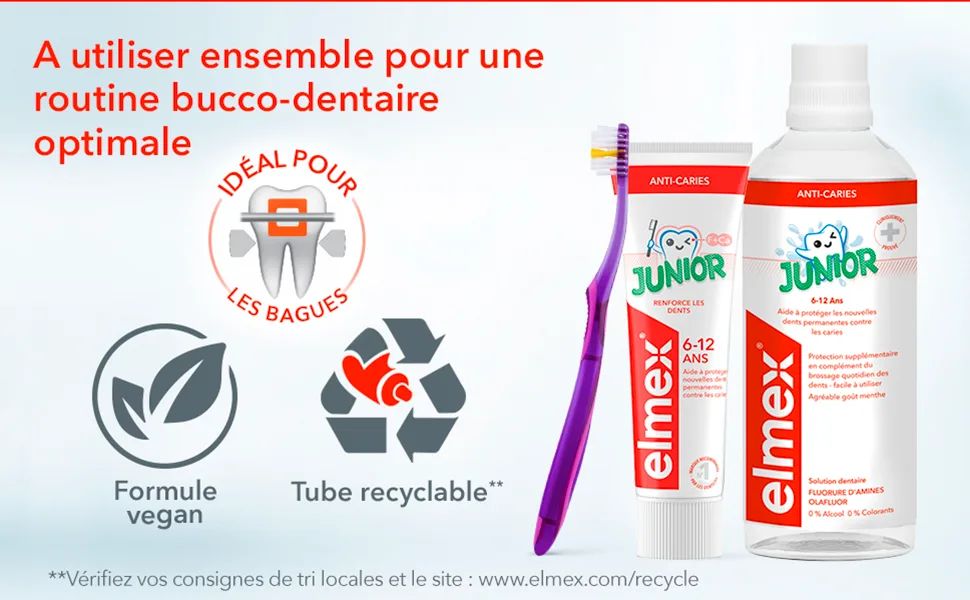 Elmex Junior Toothpaste Ages 6-12 | Caries Protection | Mint Flavor | No Dyes | Children's Toothpaste for Stronger Teeth | - Elmex - Kids 6-12