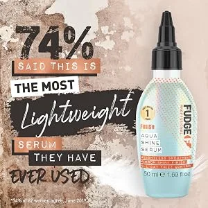 Fudge Aqua Shine Serum 50Ml - Sérum pour cheveux, sérum brillant, cheveux brillants, cheveux élégants, gel capillaire, sérum à l