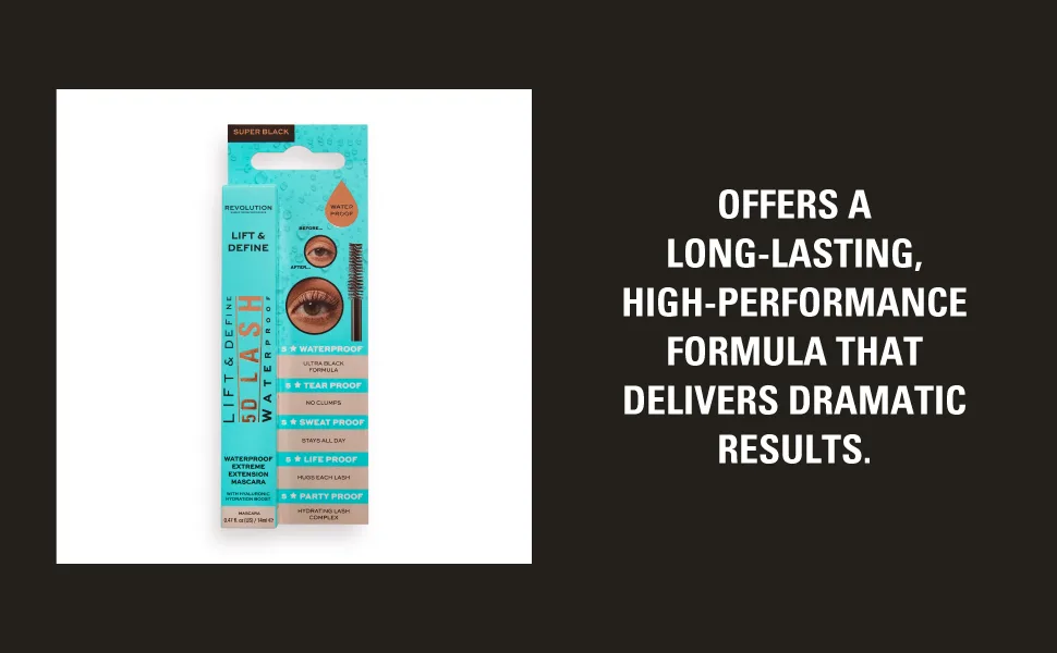Makeup Revolution 5D Lash Waterproof Mascara 14ml - Makeup Revolution Mascara imperméable pour cils 5D