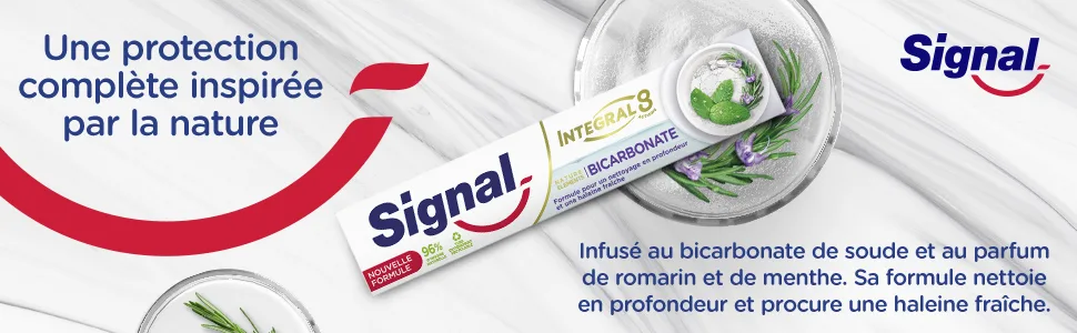 Signal Integral 8 Nature Elements Bicarbonate Toothpaste 75ml - Signal Dentifrice Integral 8 Nature Elements Bicarbonate, une protection inspirée par la nature