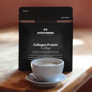 Protein Works Collagen Protein Coffee Bovine Collagen Powder Premium Hydrolyzed Collagen Caramel Latte 950g 38 Servings - FR collagen coffee