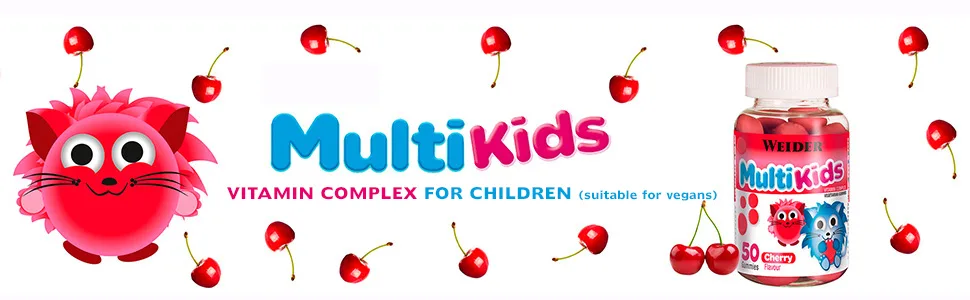 Weider Multikids Gummies - Kids Vitamins - No Added Sugars - Texture and Dose of Vitamins (D E C B6 B12) Child Friendly - - bonbons vitamines, gommes vitamines, complexe de vitamines pour enfants