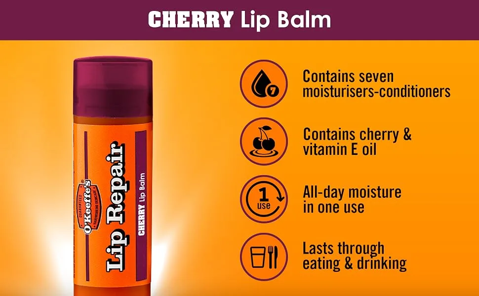 O'Keeffe's Lip Repair Cherry Lip Balm 2 Pack 4.2g - Avantages :