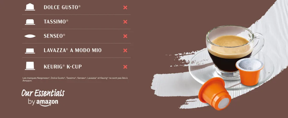 by Amazon Espresso Intenso Nespresso Compatible Coffee Capsules Dark Roast 100 Count (2 Pack of 50) - Rainforest Alliance Certified - product information 2