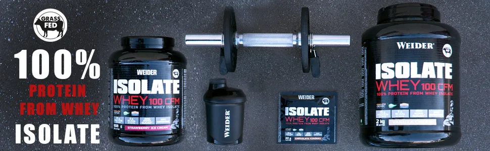 Weider Isolate Whey 100 CFM Ice Strawberry Flavor Protein Blend with Whey Protein Isolate Muscle Gain No Aspartame Low Sugar 908g - Isolat prortein, nourri à l