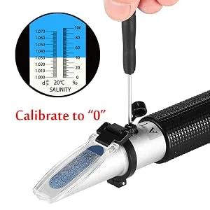 Seawater Salinity Refractometer,V-Resourcing Automatic Temperature Compensation Sea Water Salinity Measurer for Aquarium, Hydrometer, 0-100ppt & 1.000-1.070 Salinity Specific Gravity - Salinity Refractometer