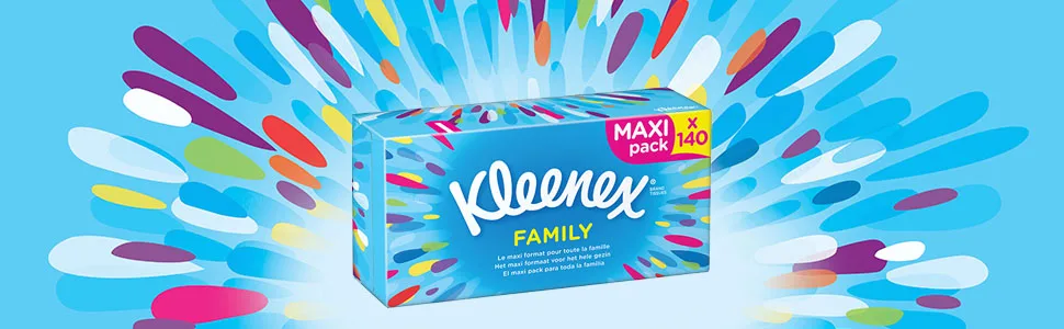 Kleenex FAMILY Paper tissues Pack of 15 Maxi Format Boxes - Kleenex mouchoirs