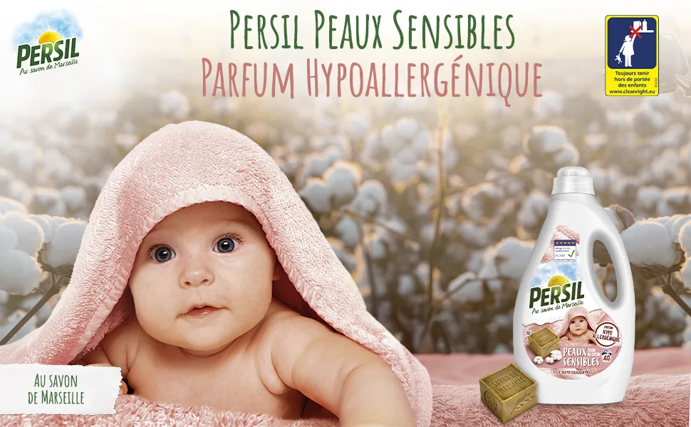 PERSIL - Hypoallergenic Liquid Detergent for Sensitive Skin - Cotton Flower Fragrance - Pack of 5 x 40 Washes - Persil Lessive Pastilles Peaux Sensibles 32 Lavages, parfum hypoallergénique, au savon de Marseille