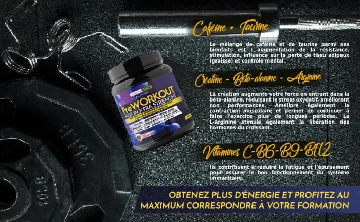 Powerful Pure Pre-Workout with Beta Alanine L-Arginine AAKG Creatine Caffeine Taurine | Improves Physical Performance | Promotes Muscle Growth | 300g - pre workout