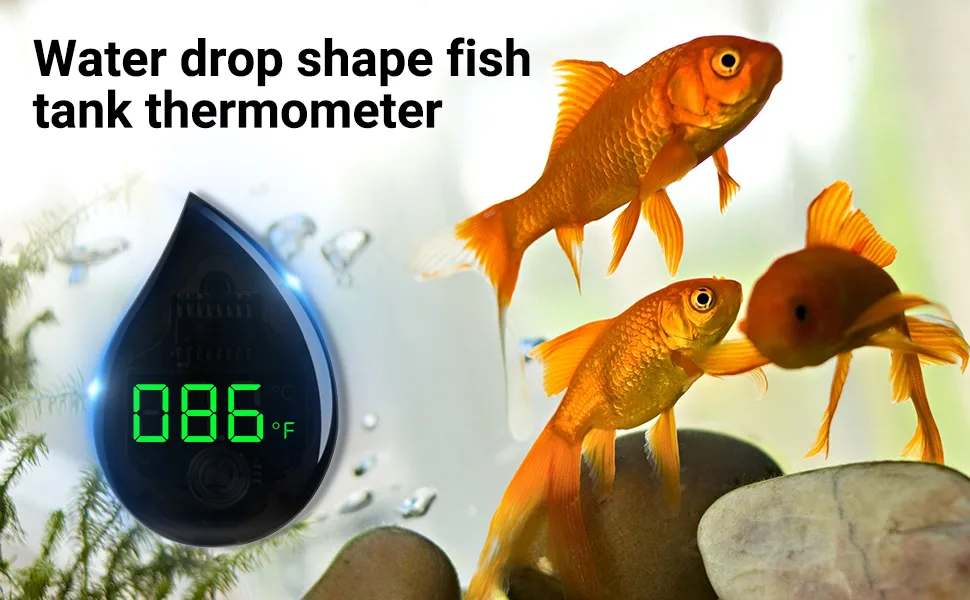 Aggforbl Aquarium Thermometer Accurate Digital Display Fish Tank Thermometer Adhesive Tank Temperature Sensor with LED, Low Energy Consumption Fish Thermometer Suitable for Reptile or Fish - product information 3
