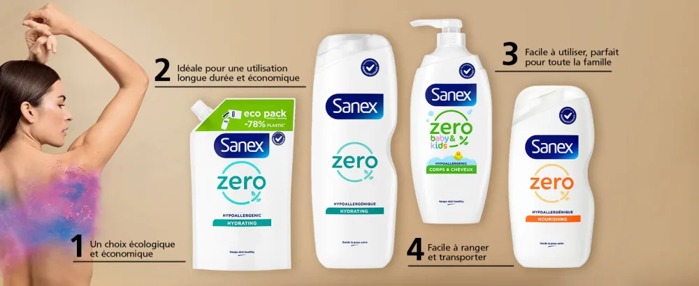 SANEX - 0% Men Respect & Control Roll-on Deodorant - Men's Deodorant - 24-hour effectiveness - Alcohol-free Aluminum-free - Pack of 6 Roll-Ons of 50mL - Sanex Body Wash