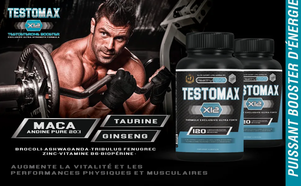 Powerful Pure Testosterone Booster | Andean Maca and Taurine | Boosts your intimate relationships | Increases muscle mass and physical performance | Fat-burning action | 120 caps. - Testostérone