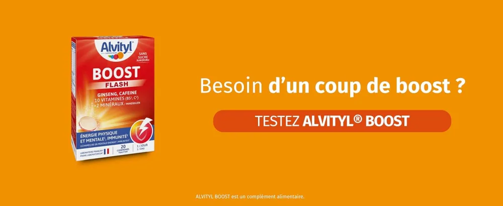 Alvityl Ginseng and Caffeine Effervescent Boost Tablets 10 Vitamins/2 Minerals Ages 15 and Above 20 Days Red 20 Count (Pack of 1) - Slider présentant le produit Boost  Alvityl