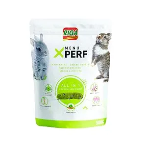 Riga - Menu X'Perf - Dwarf Rabbit Food - Extruded Granules - Flax Seed Fiber and Vegetables - Yucca Extracts - Enriched with - Menu X
