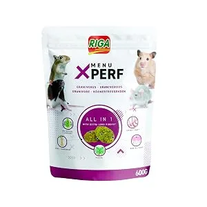 Riga - Menu X'Perf - Dwarf Rabbit Food - Extruded Granules - Flax Seed Fiber and Vegetables - Yucca Extracts - Enriched with - Menu X