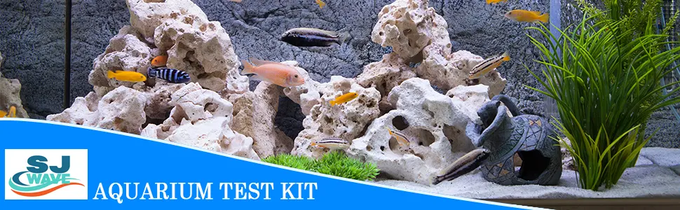 SJ WAVE 7 in 1 Aquarium Test Kit for Freshwater Aquarium | Fast & Accurate Water Quality Testing Strips for Aquariums & Ponds | Monitors pH, Hardness, Nitrate, Temperature and More (100 Tests) - Aquarium test kit